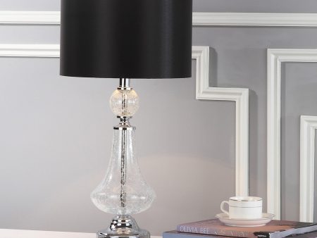 Safavieh Clear Crackle Glass Table Lamp Black Satin Shade Lamp Discount