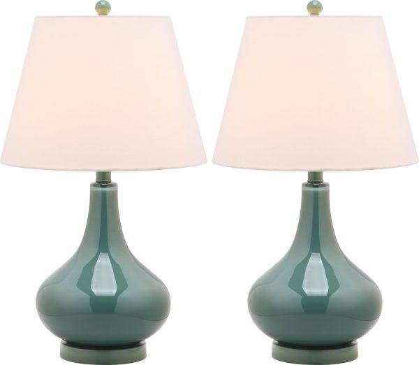 Safavieh Amy Gourd Glass Lamp Marine Blue Online Hot Sale