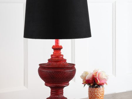 Safavieh Chinese Red Urn Lamp Distressed For Sale