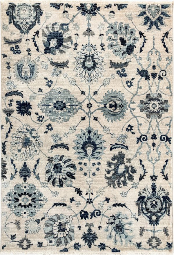 Trans Ocean Calais Vintage Floral Ivory Area Rug by Liora Manne For Sale