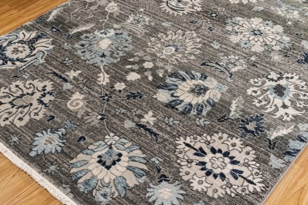 Trans Ocean Calais Vintage Floral Charcoal Area Rug by Liora Manne Cheap