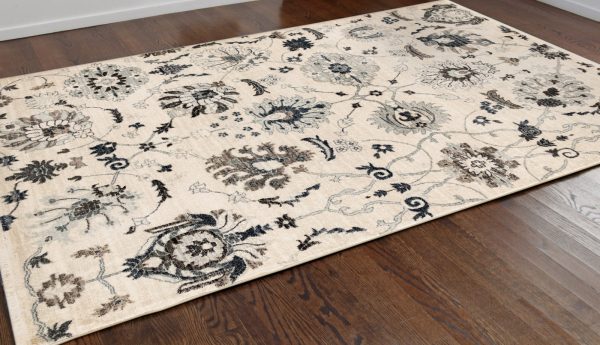 Trans Ocean Calais Vintage Floral Ivory Area Rug by Liora Manne For Sale