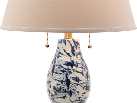 Safavieh Color Swirls Glass Table Lamp Navy White Online now