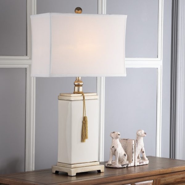 Safavieh Amiliana Cream Glazed Tassel Lamp Discount