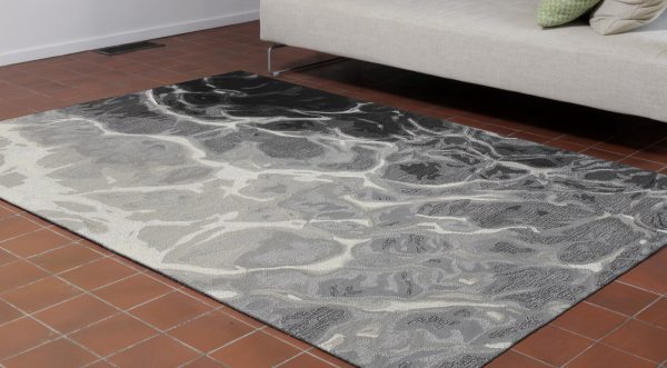 Trans Ocean Corsica Water Black white Area Rug by Liora Manne Online Hot Sale