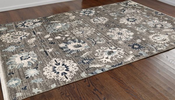 Trans Ocean Calais Vintage Floral Charcoal Area Rug by Liora Manne Cheap